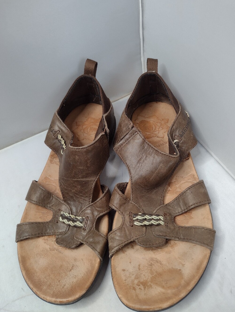Merrell Flaxen Sandals Shoes Womens  6 Espresso Brown Leather Slip On A9